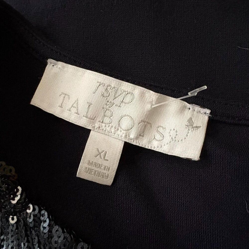 RSVP by Talbots Navy Blue Sequin Polka Dot Sleeveless Blouse Chic Party Size XL - Picture 4 of 5